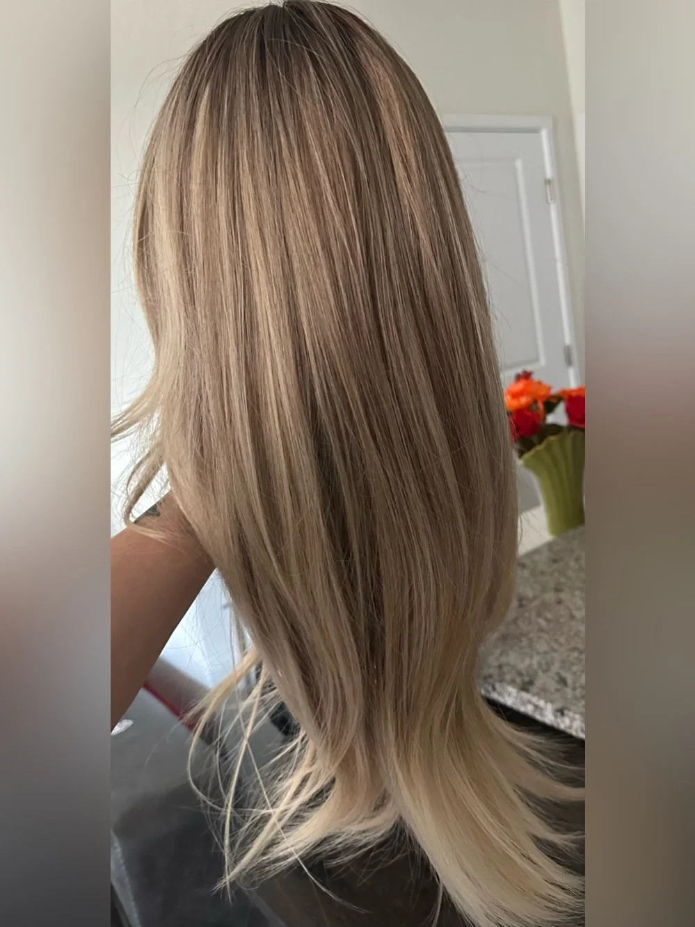 Women’s Long Layered Synthetic Wig with Bangs - Ash Blonde
